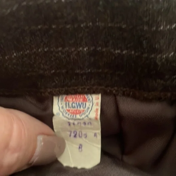 VINTAGE 70’s Union made brown pinstriped wool skirt size S - Picture 6 of 13